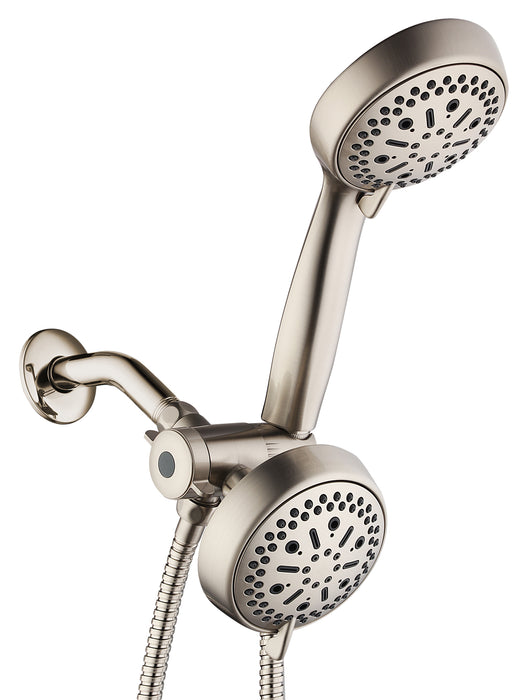 6 Function Massage Shower Head & Hand Shower Combo - Satin Nickel