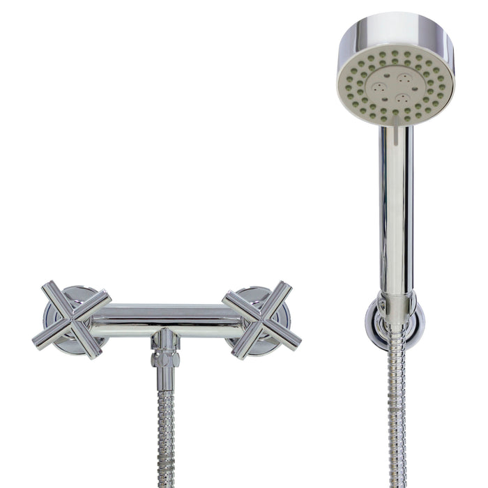 European Modern Style Shower Mixer with Hand Shower Set - Cross Handles