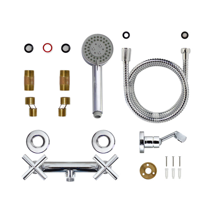 European Modern Style Shower Mixer with Hand Shower Set - Cross Handles