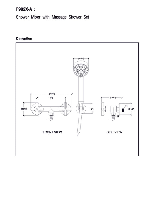 European Modern Style Shower Mixer with Hand Shower Set - Cross Handles