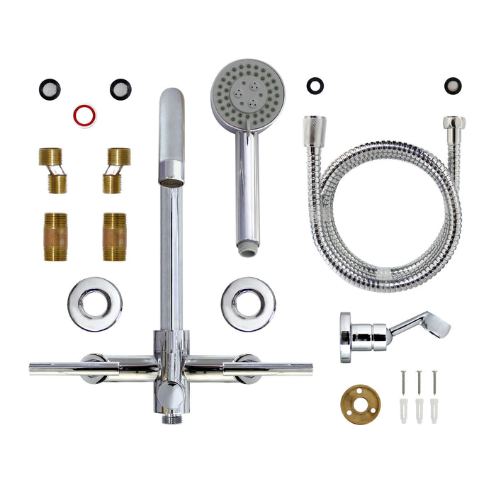 European Modern Style Tub & Shower Mixer with Hand Shower Set - Lever Handles