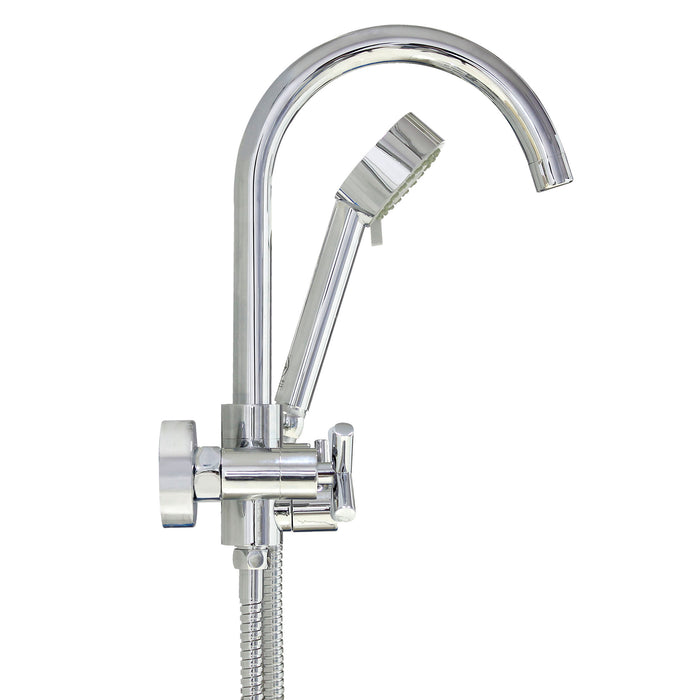 European Modern Style Tub & Shower Mixer with Hand Shower Set - Cross Handles