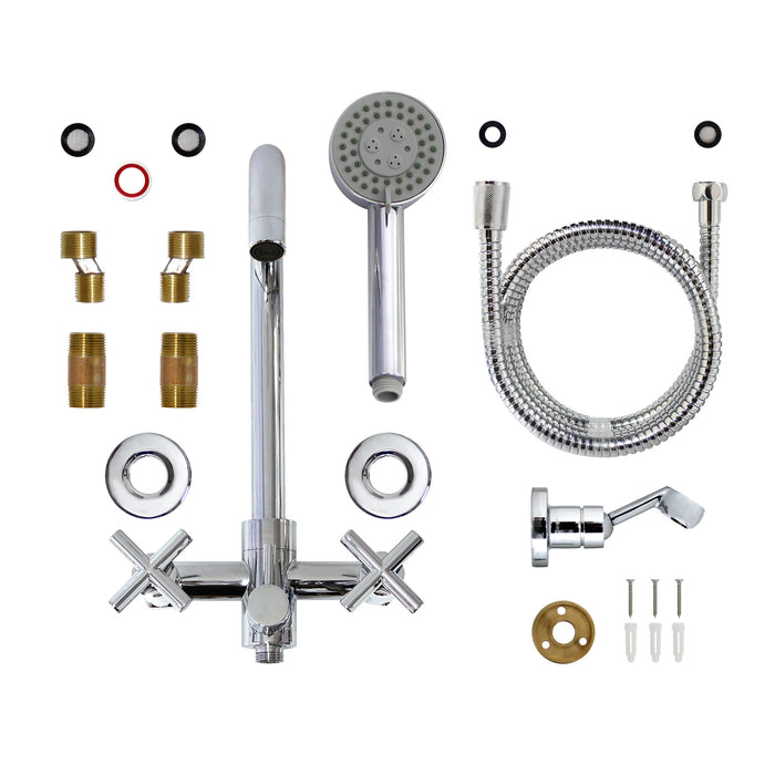 European Modern Style Tub & Shower Mixer with Hand Shower Set - Cross Handles