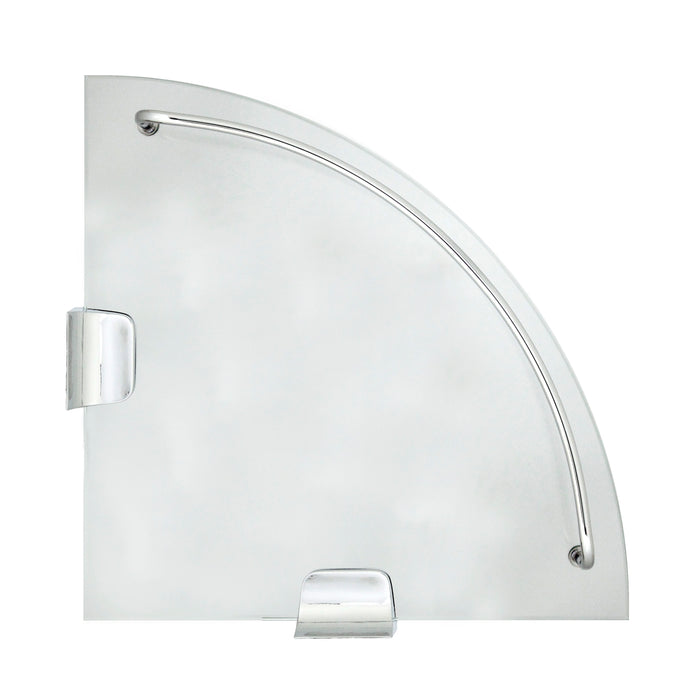 Glass Corner Shelf with Rail - Polished Chrome