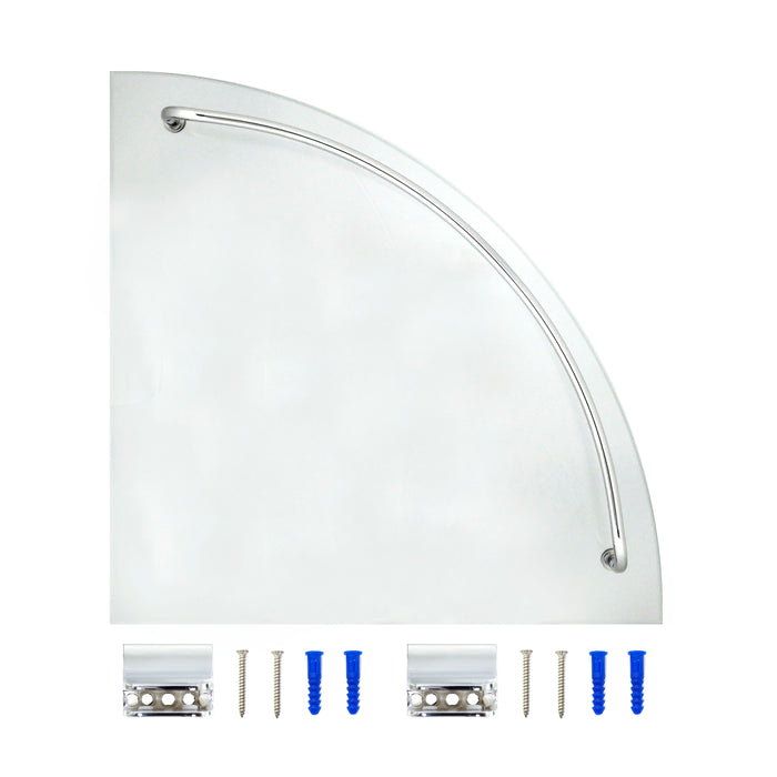 Glass Corner Shelf with Rail - Polished Chrome