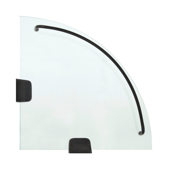 Glass Corner Shelf with Rail - Rubbed Bronze