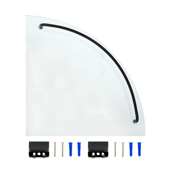 Glass Corner Shelf with Rail - Rubbed Bronze