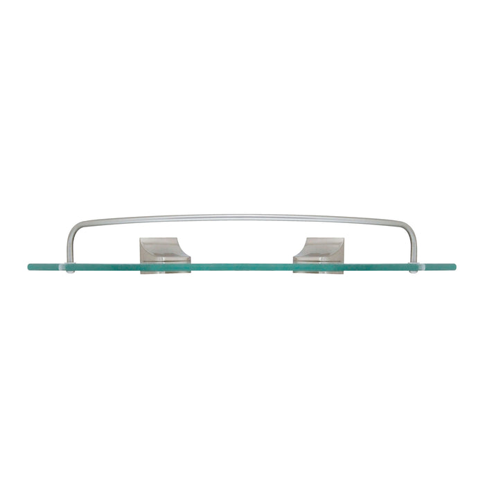 Glass Corner Shelf with Rail - Satin Nickel