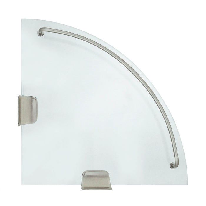 Glass Corner Shelf with Rail - Satin Nickel
