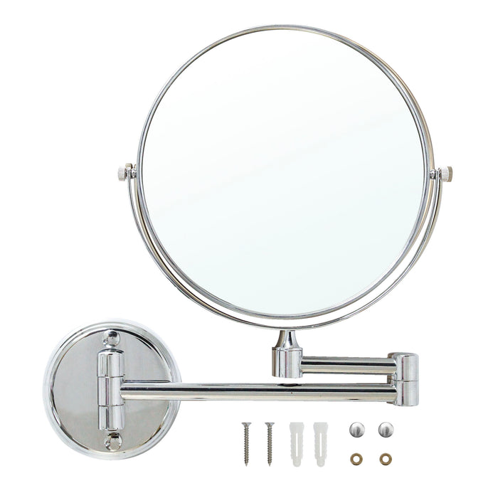Wall Mounted 8" Double Sided Mirror 1X-3X - Polished Chrome