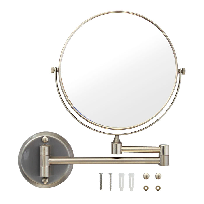 Wall Mounted 8" Double Sided Mirror 1X-3X - Satin Nickel