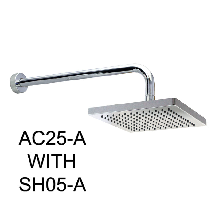 8" SQUARE Rain Shower Head - Polished Chrome