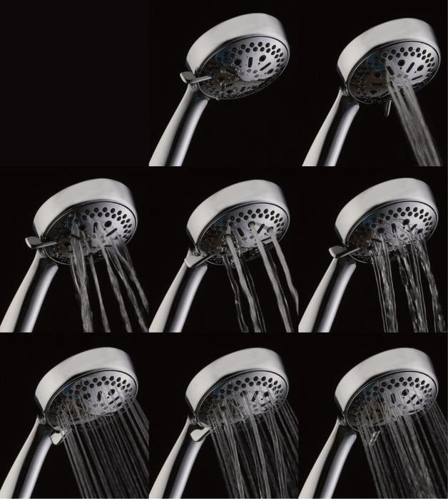 6 Function Massage Hand Shower Set - Polished Chrome