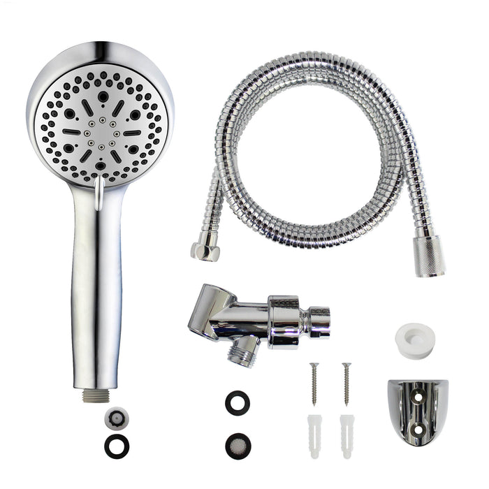 6 Function Massage Hand Shower Set - Polished Chrome
