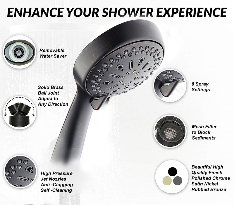 6 Function Massage Hand Shower Set - Rubbed Bronze