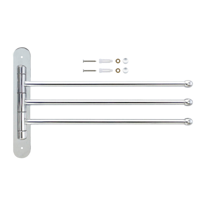 14" Triple Swing Towel Bar - Polished Chrome