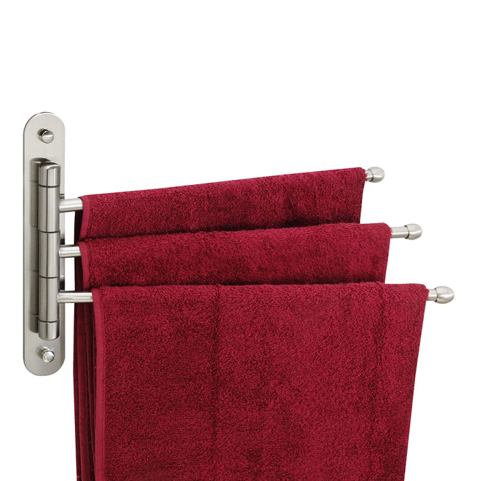 14" Triple Swing Towel Bar - Satin Nickel