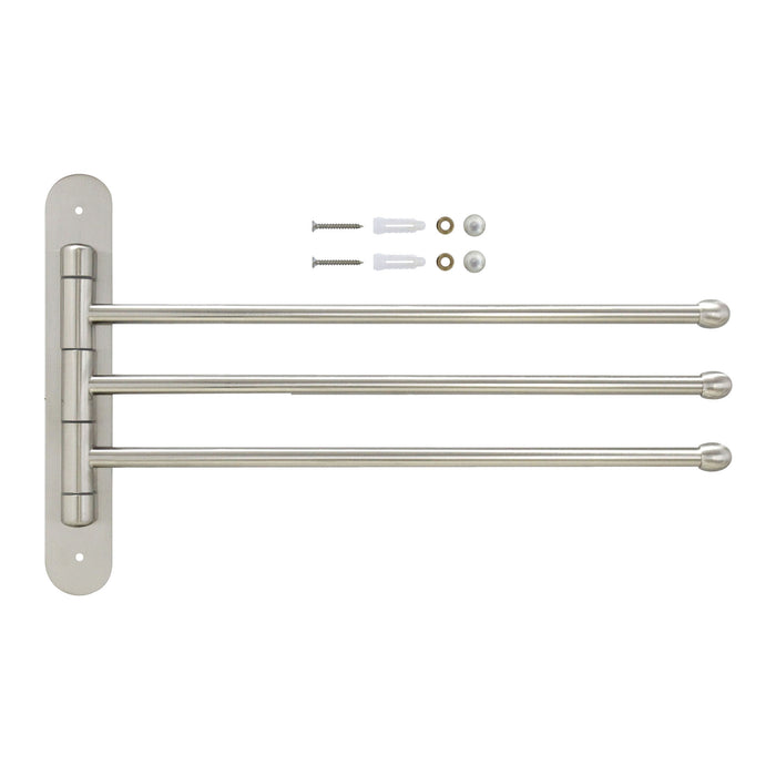 14" Triple Swing Towel Bar - Satin Nickel