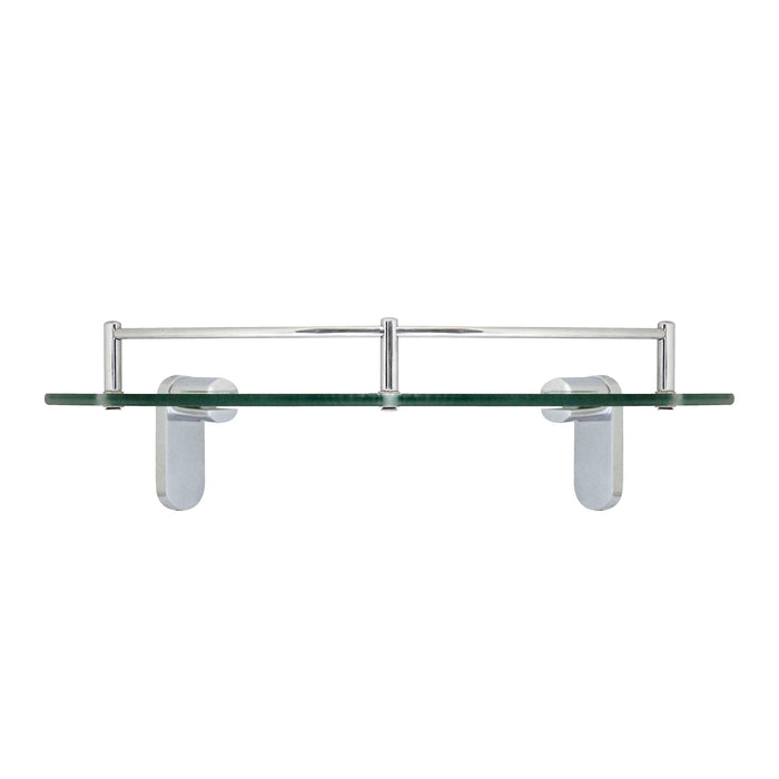 Oval Glass Corner Shelf with Rail - Polished Chrome