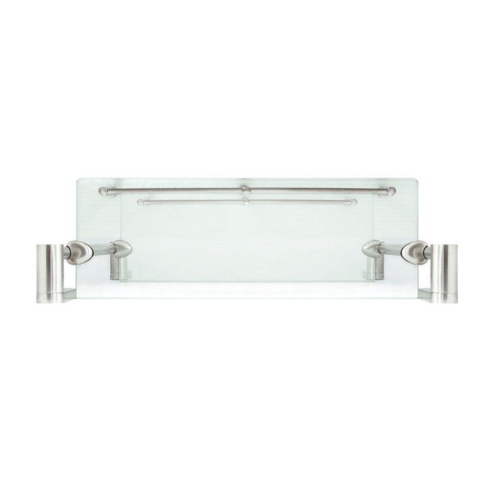 Oval Double Glass Wall Shelf with Rail - Satin Nickel