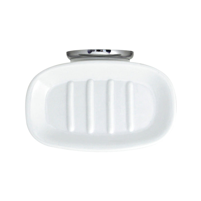 Porcelain Soap Dish - Arora Series - White Porcelain & Polished Chrome