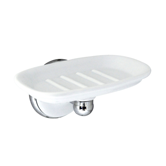 Porcelain Soap Dish - Arora Series - White Porcelain & Polished Chrome