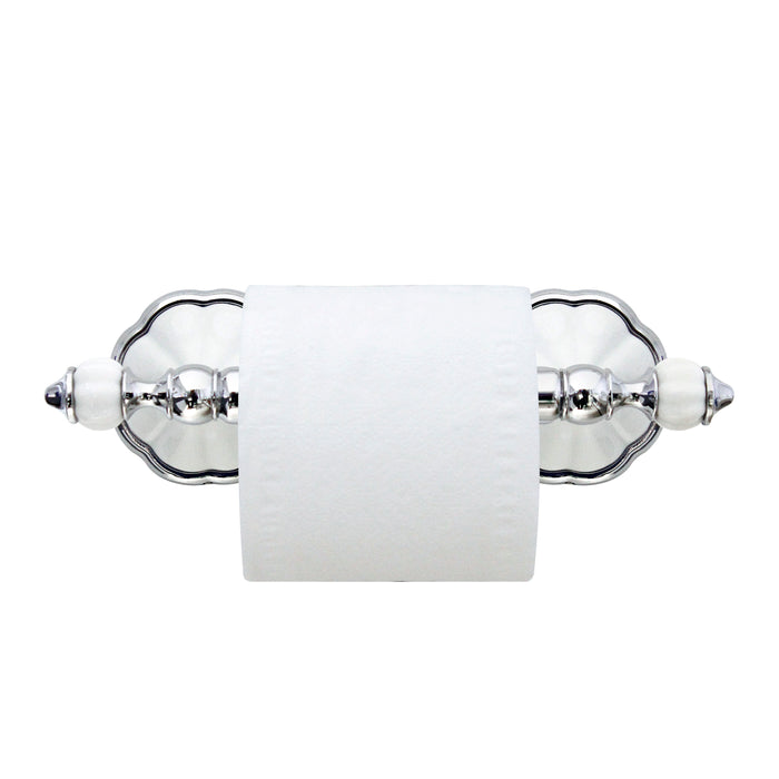 Toilet Paper Holder - Flora Series - White Porcelain & Polished Chrome
