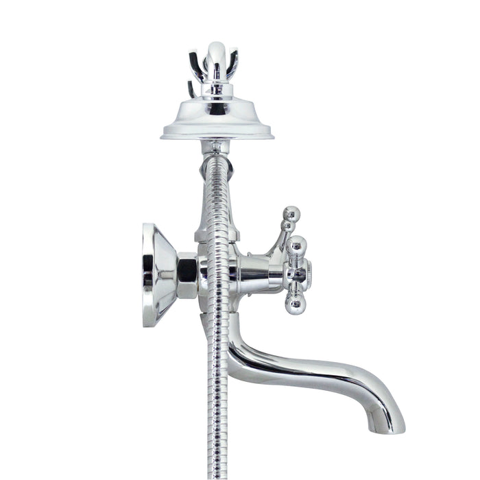 European Antique Style Tub & Shower Mixer with Hand Shower Set - Cross Handles