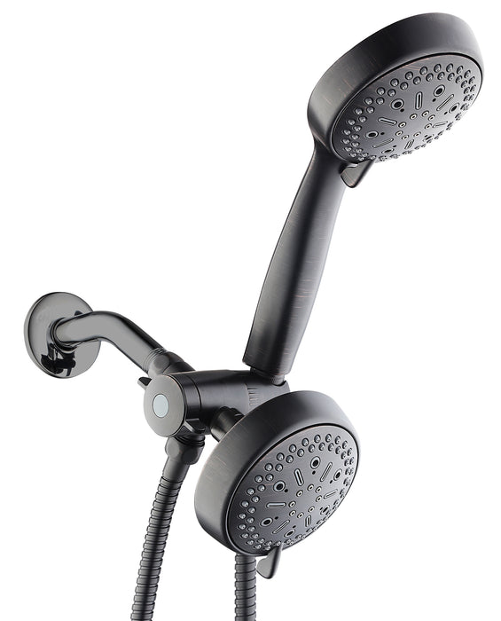 6 Function Massage Shower Head & Hand Shower Combo - Rubbed Bronze