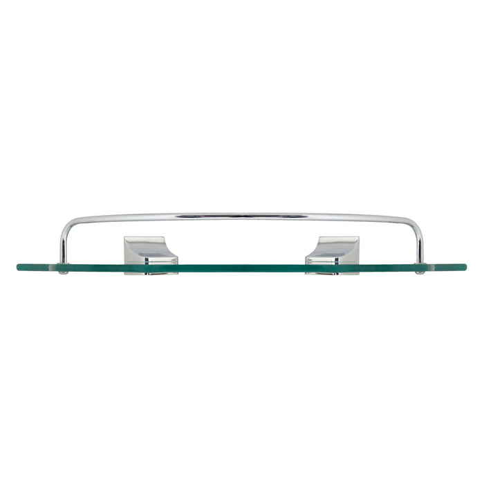 Glass Corner Shelf with Rail - Polished Chrome