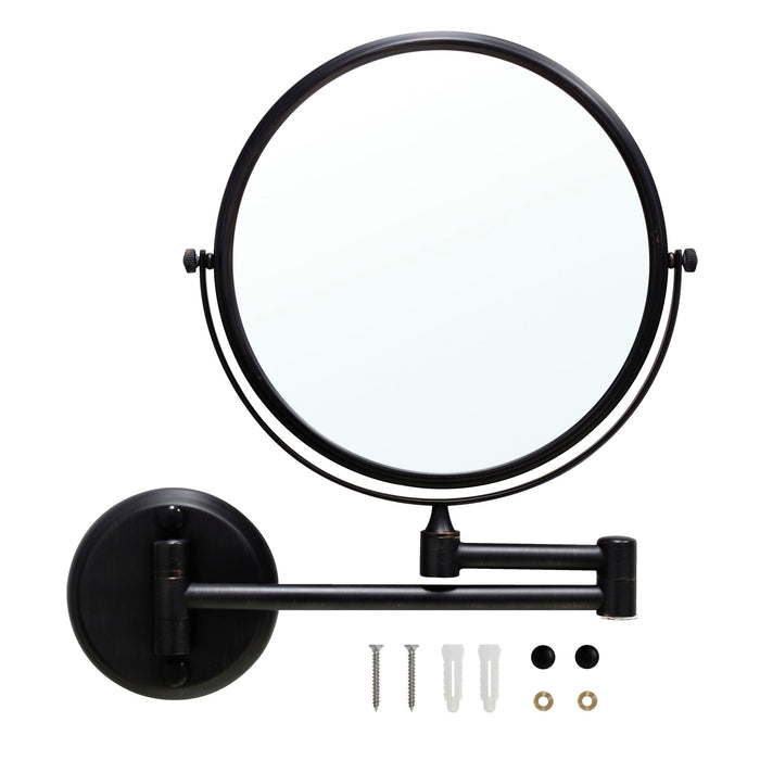 Wall Mounted 8" Double Sided Mirror 1X-3X - Rubbed Bronze